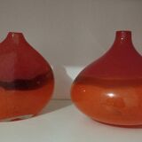 Pair or 2 glass paste vases from the 80s vintage.