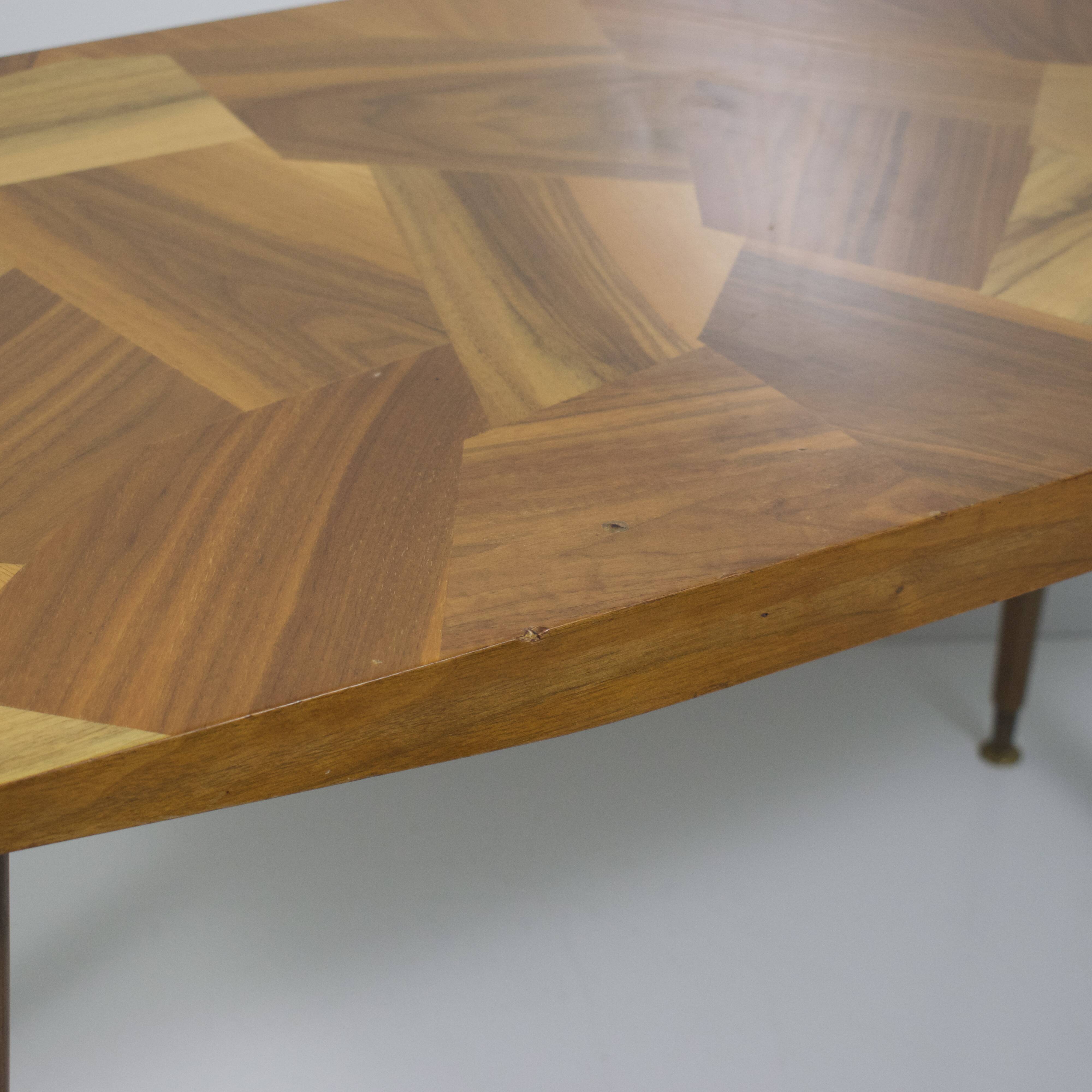 Wooden mosaic table vintage 1950-60