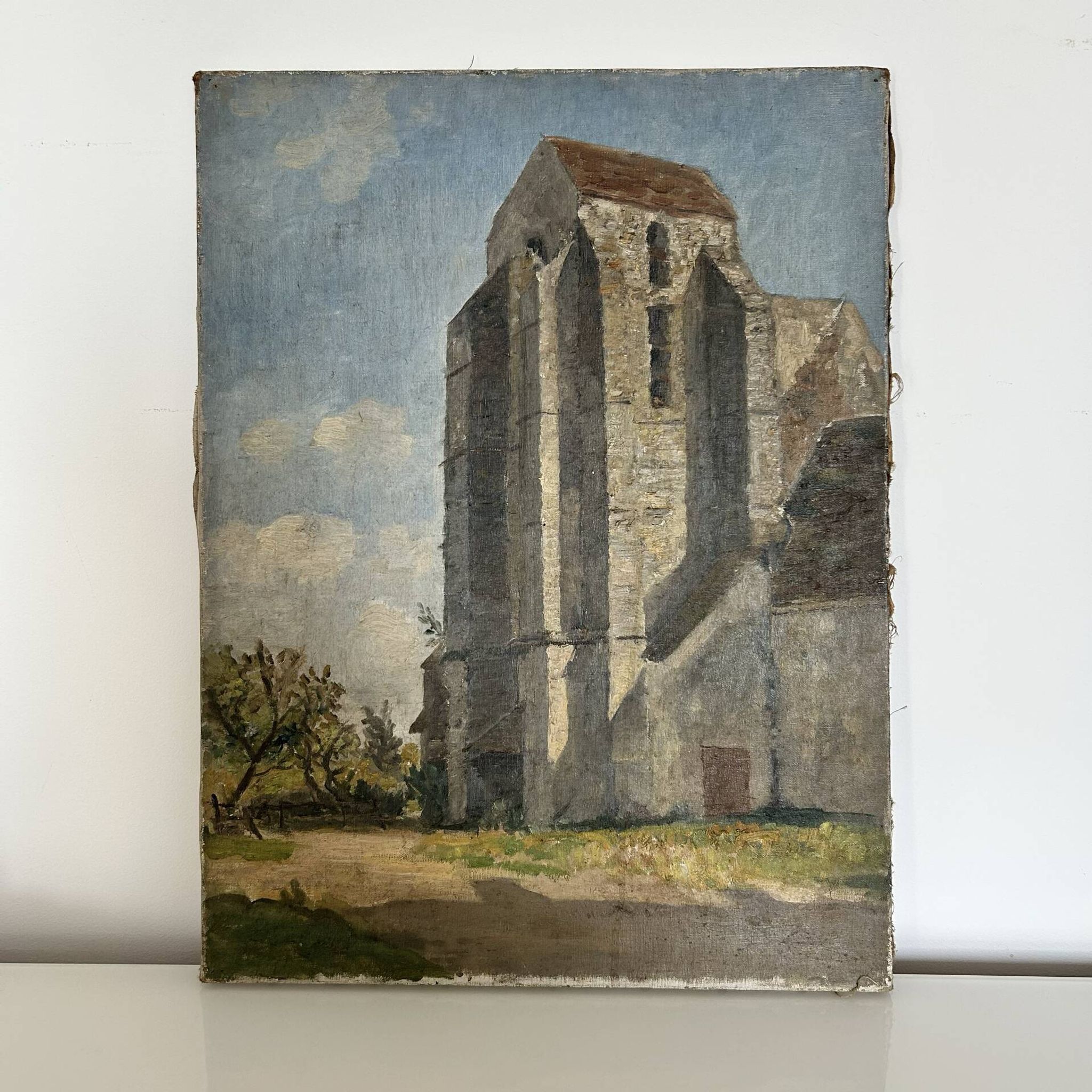 Tableau ancien L’église de campagne