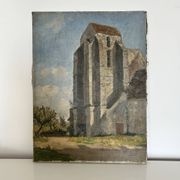 Tableau ancien L’église de campagne