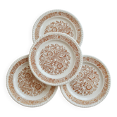 4 assiettes à dessert vintage fleuries – Codec – Décor brun rustique