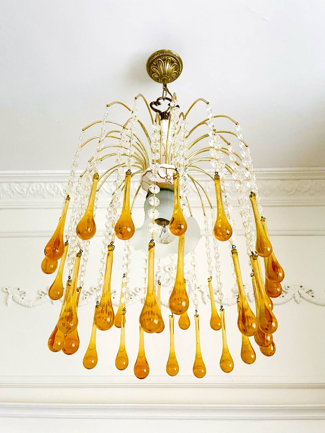 Lustre en verre de Murano ambré – Italie