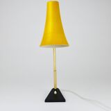 Yellow desk, table or accent lamp by J.T. Kalmar, brass and iron, Vienna, Austria, 1950s.