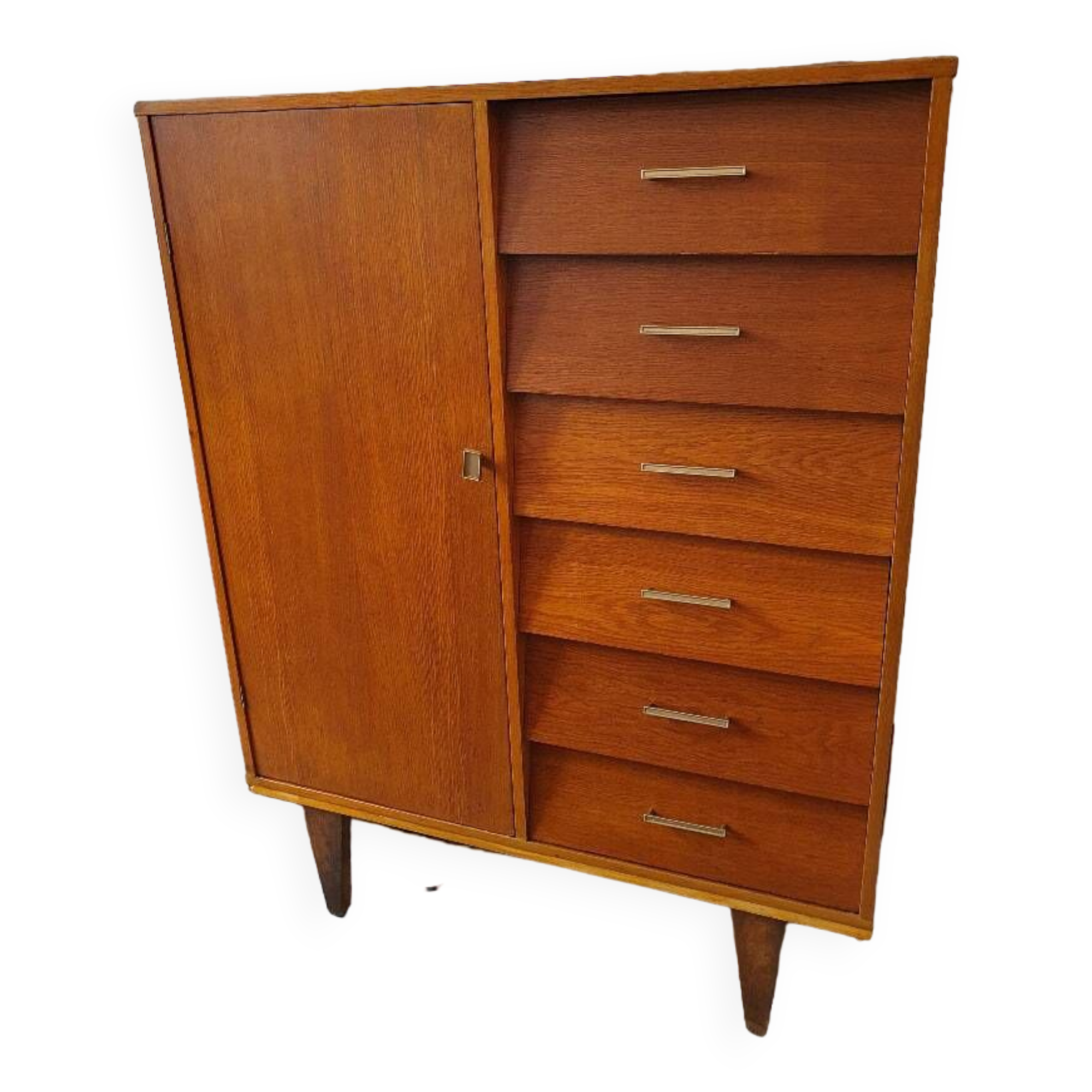 Meuble rangement, bois blond, 1960