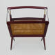 Magazine holders, italy, 1950s. walnut, canage, brass