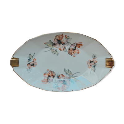 Plat art déco ovale en porcelaine