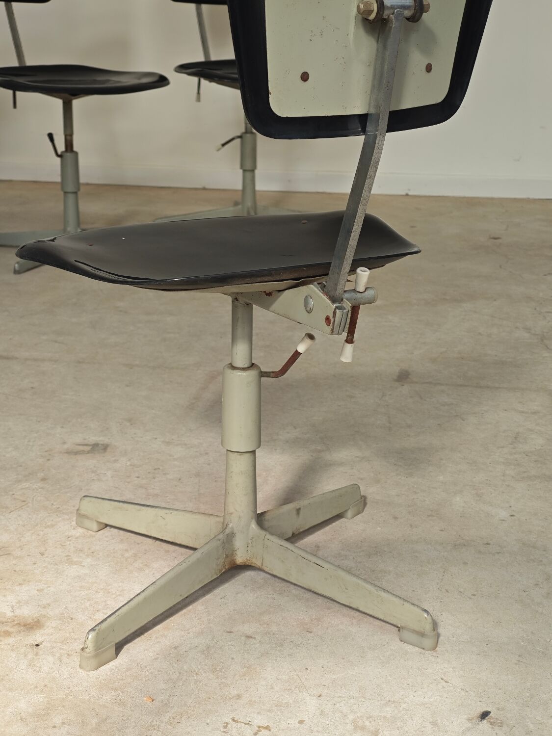 1 adjustable industrial chair metal Czechoslovakia 1960