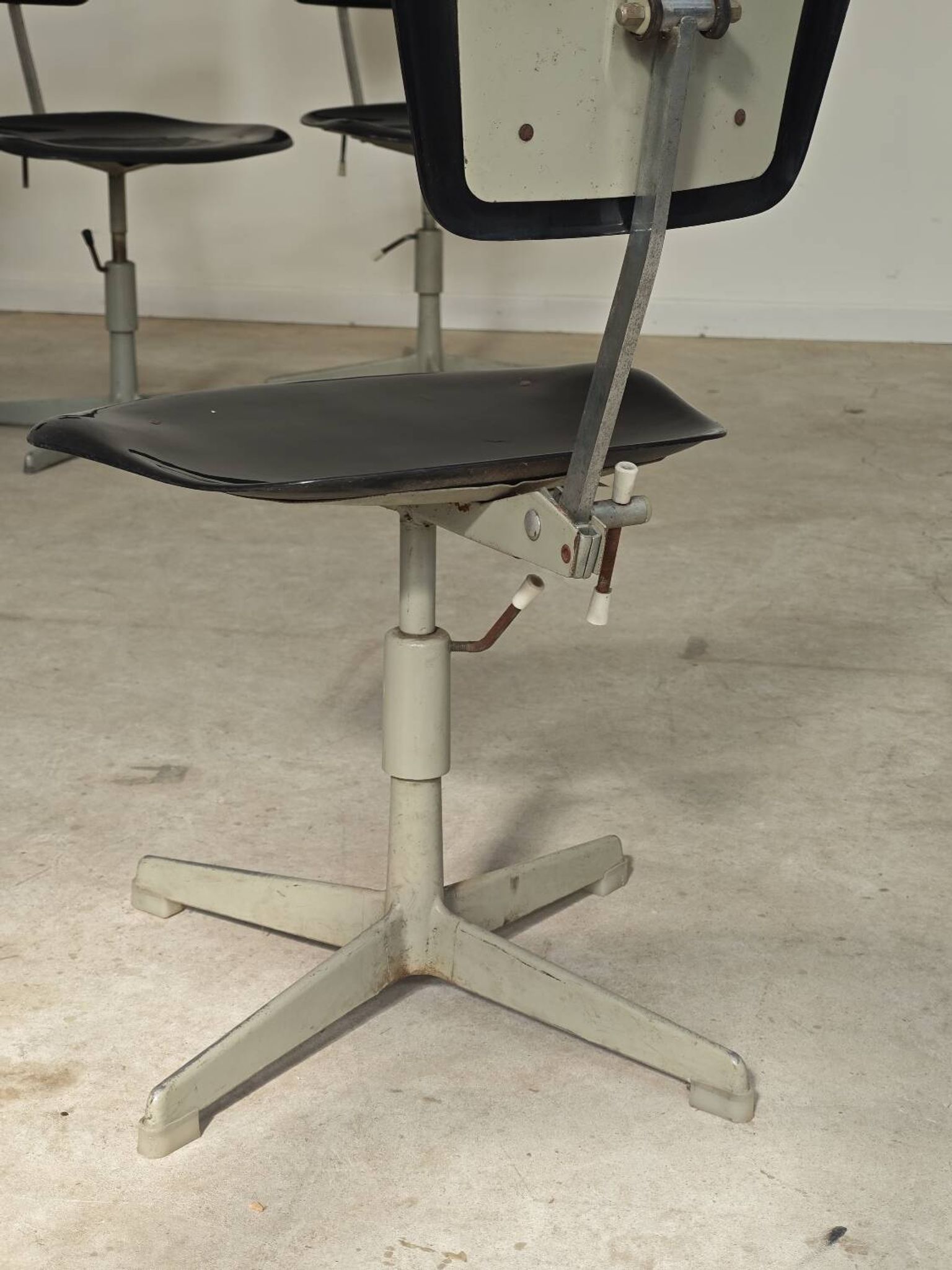 1 adjustable industrial chair metal Czechoslovakia 1960