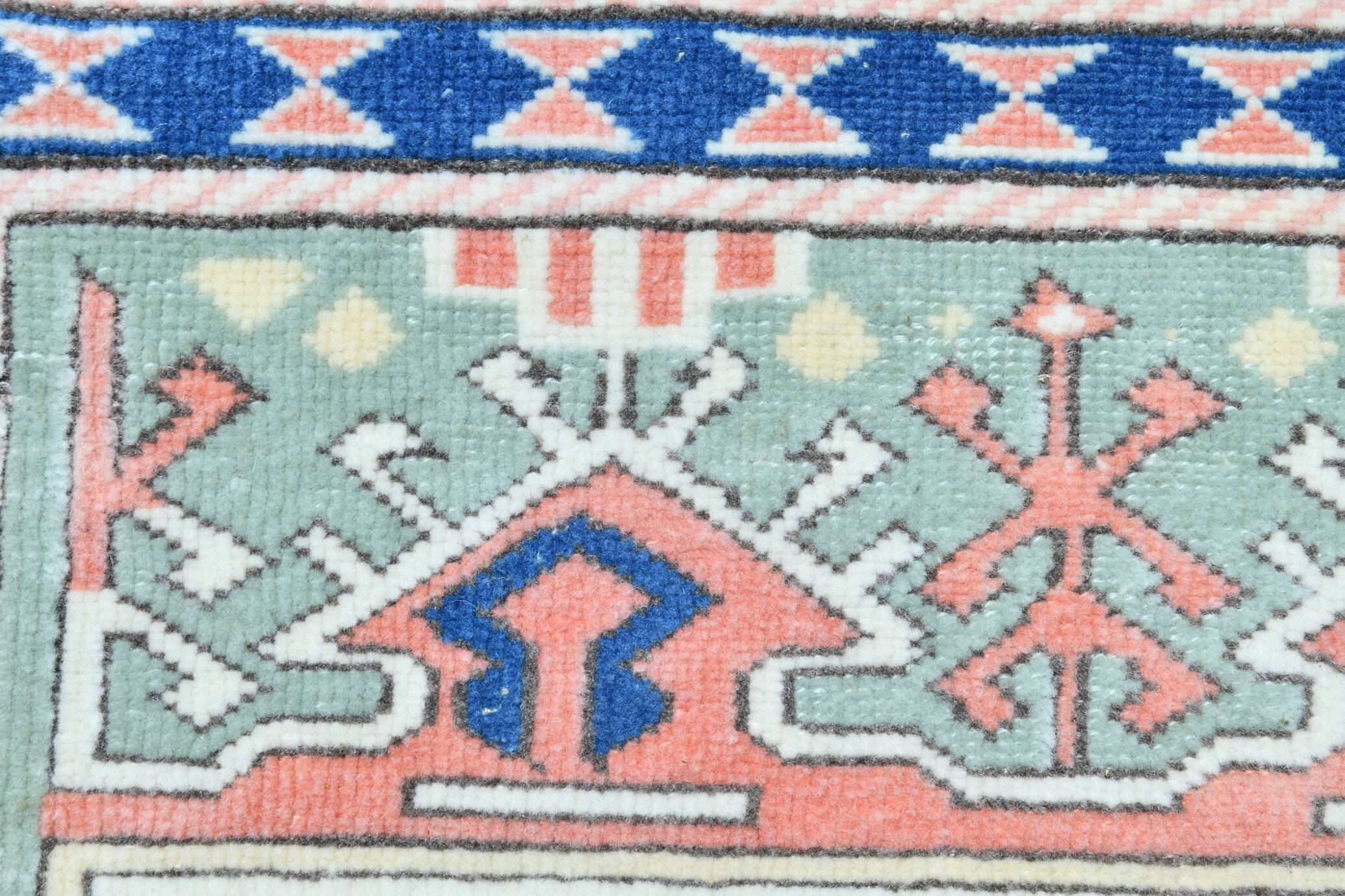 Powder Pink & Soft Blue Vintage Persian Rug, 166x209 Cm