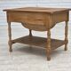 1970s, Scandinavian side table with drawers, solid oak wood, rattan.
