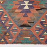6x10 Green & Purple Vintage Kilim Rug, Modern Oushak Rug, 181x291Cm