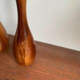 Danish wooden candlestick trio