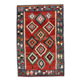 5x9 Red & Green Geometric Tribal Vintage Kilim Rug, 170x267Cm