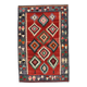 5x9 Red & Green Geometric Tribal Vintage Kilim Rug, 170x267Cm