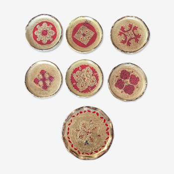 Set of six coasters with small plate