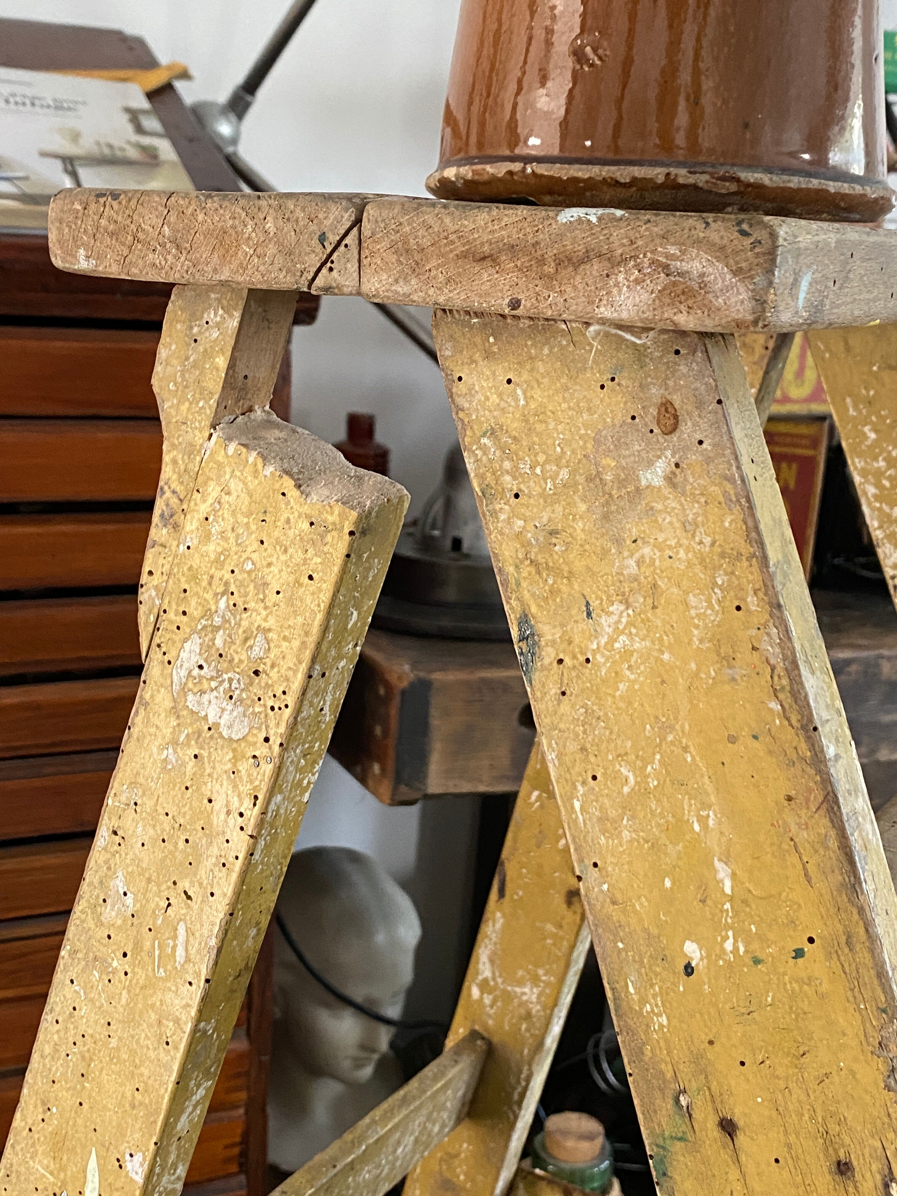 Old wooden painter's stepladder