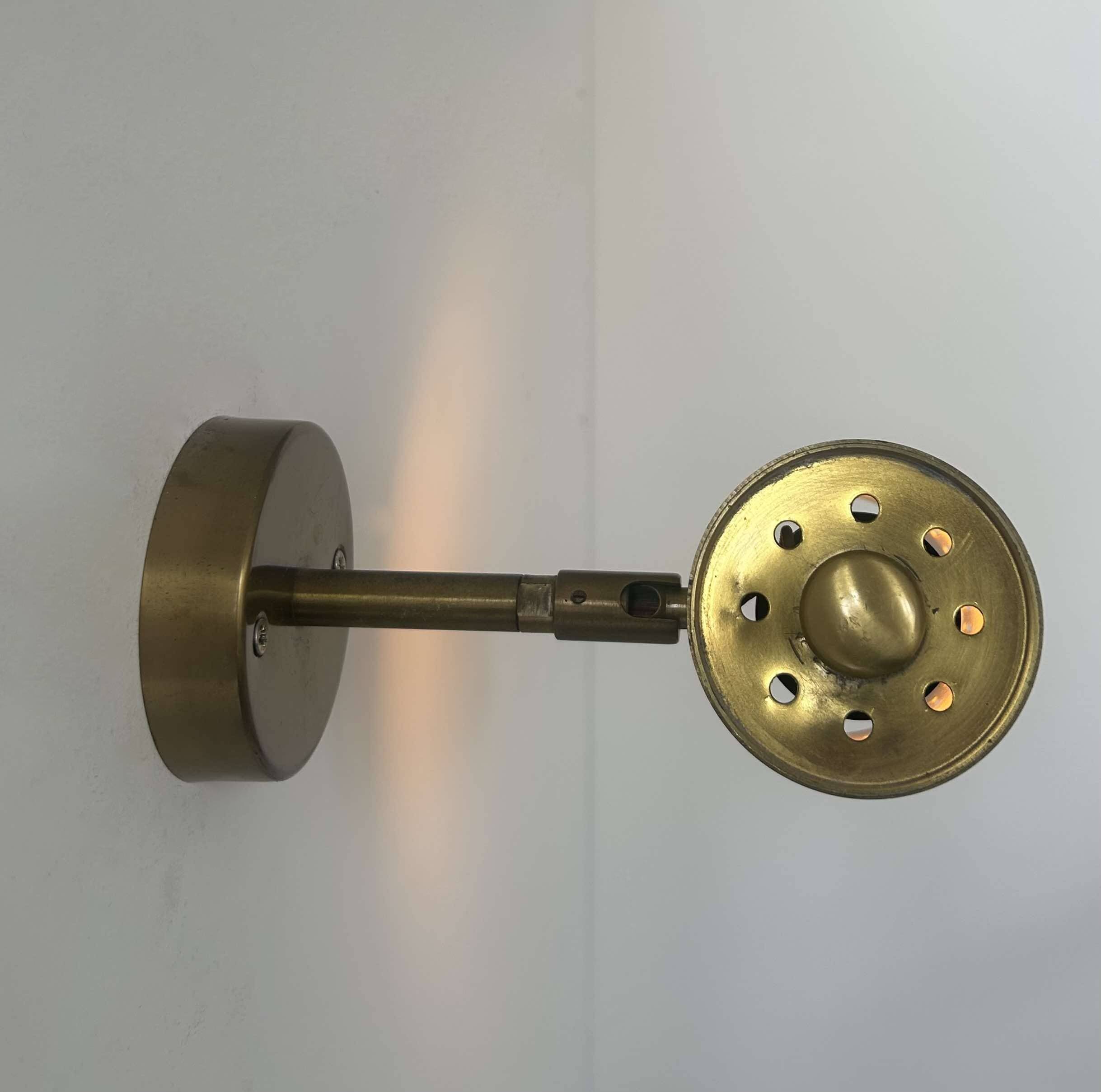 Vintage adjustable wall light, solid perforated brass, France 1960