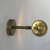 Vintage adjustable wall light, solid perforated brass, France 1960