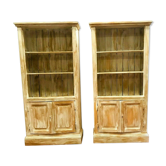 Pair of store windows in patinated fir