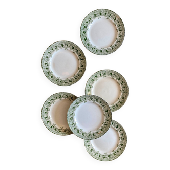 Set of 6 old plates in iron earth, model Murier de Saint Amand