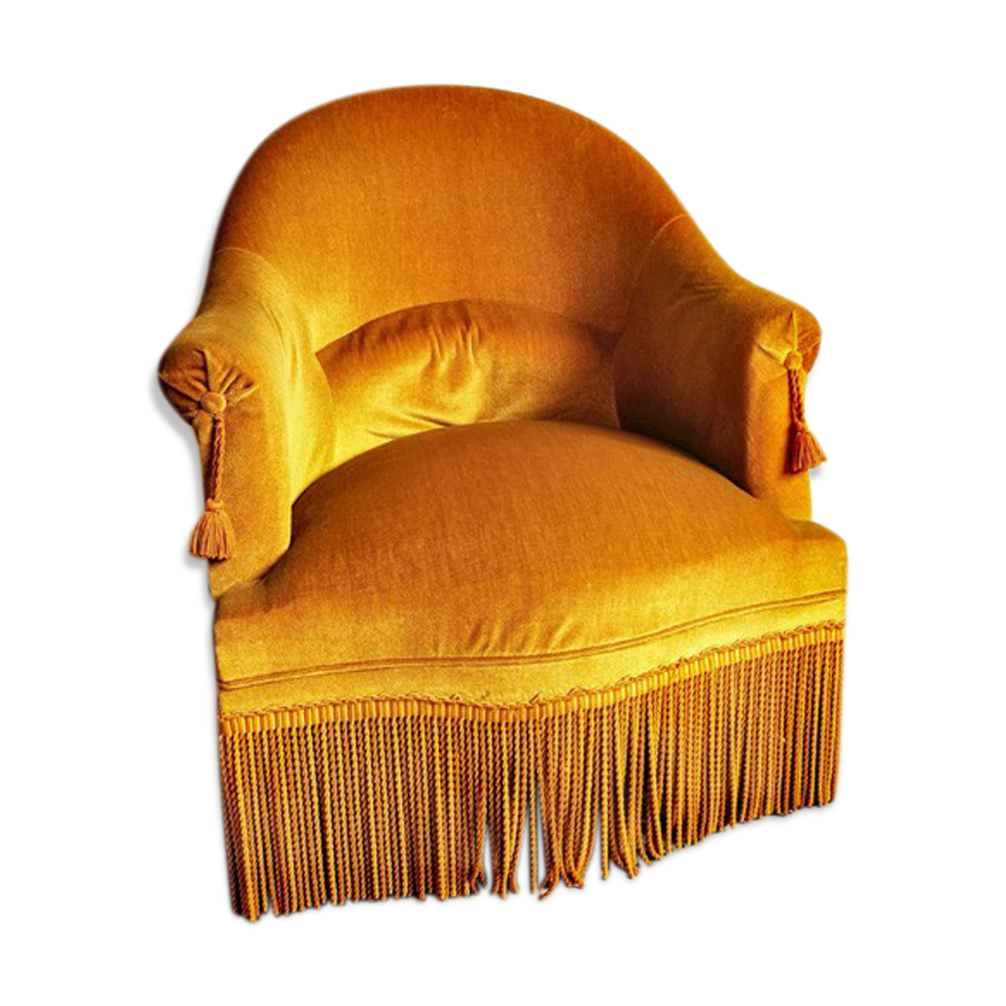 Golden fringed toad armchair