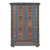 Rustic Farmhouse Folk Art Painted Bridal Cabinet from 1841