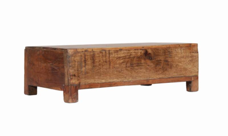 Table furniture de metier brown small bedside old teak drawer piece of origin india