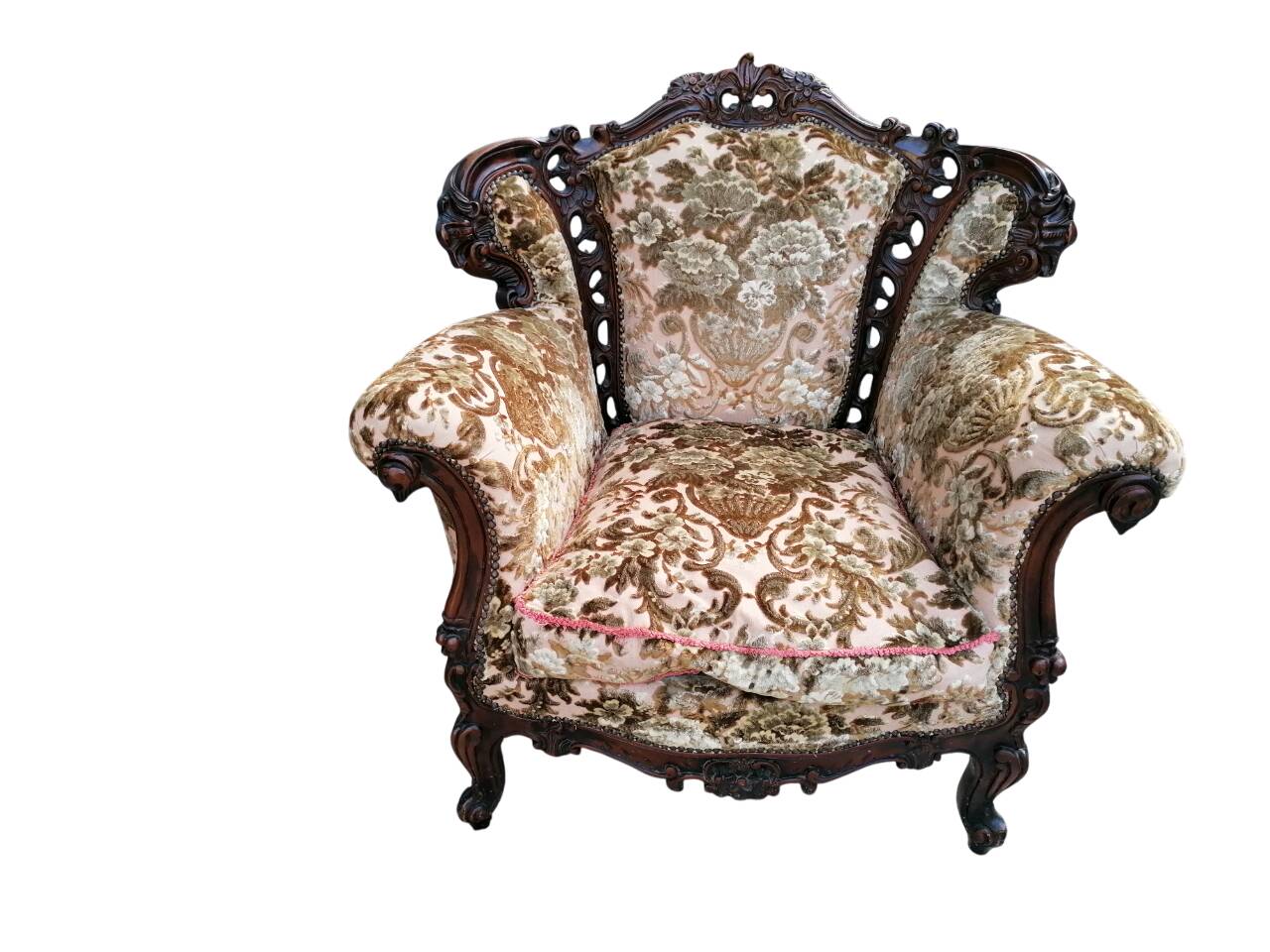 Divano et poltrone en style baroque piémontais en legno intagliato a mano e