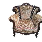 Divano et poltrone en style baroque piémontais en legno intagliato a mano e