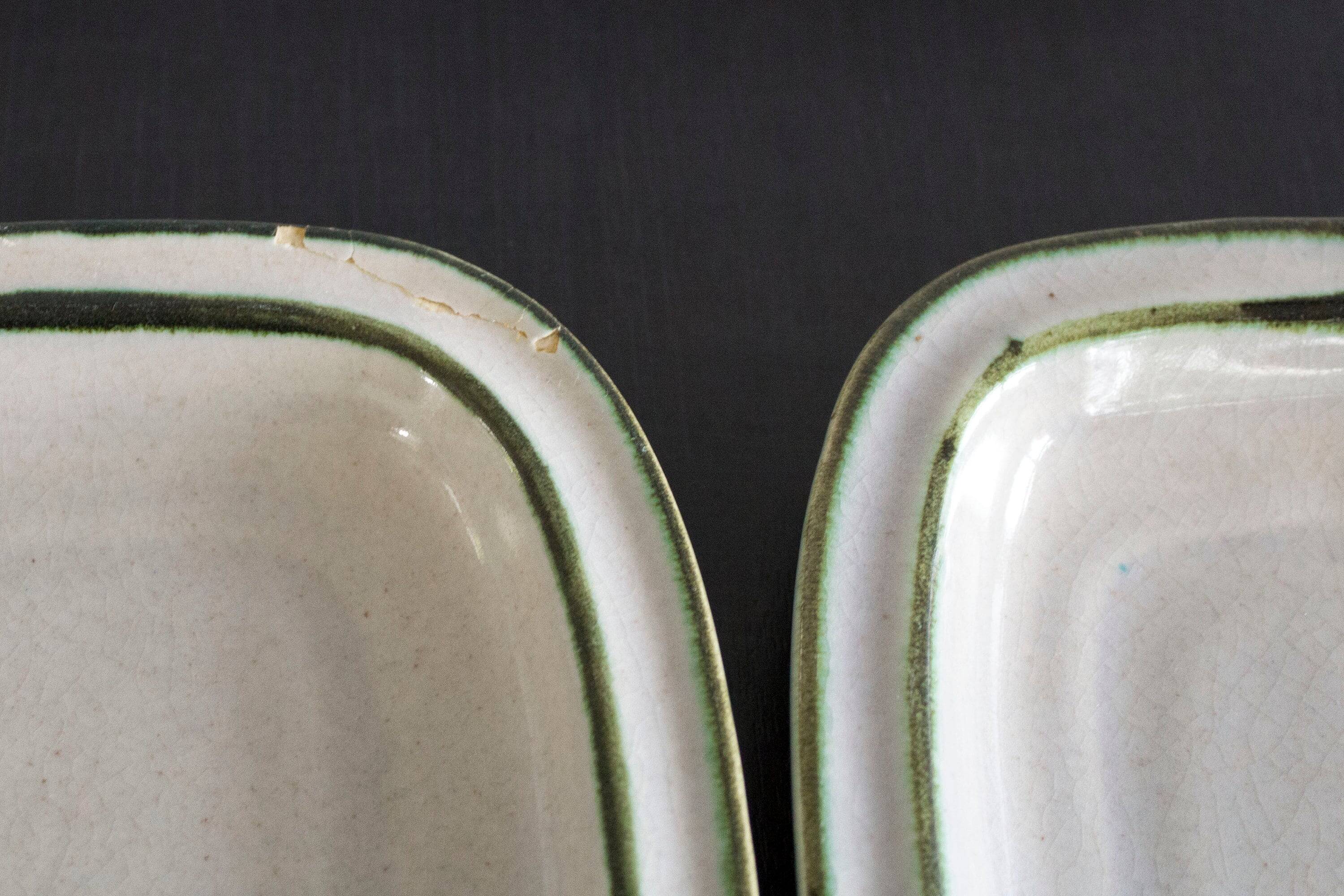 2x Meat Dish Mid Century Stoneware, Dishes, Rectangular plates, Ceramic Sca