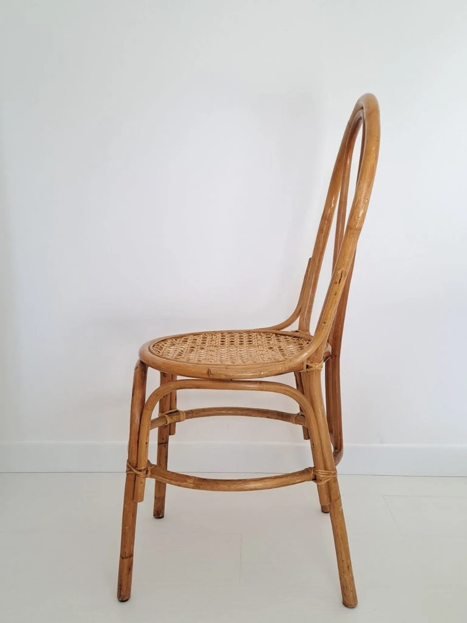 Vintage bamboo and cane chair, Thonet bistro style.