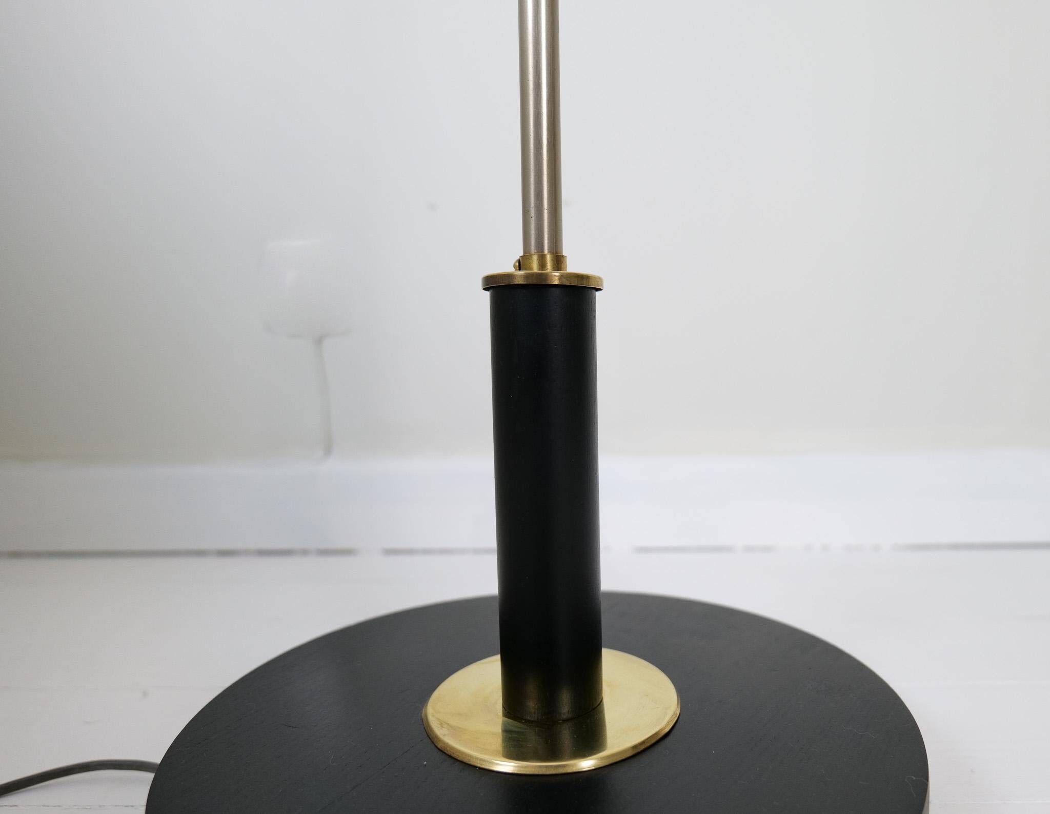 Art Deco Floor Lamp in Brass with Blackened Wood, 1940s