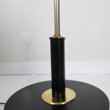 Art Deco Floor Lamp in Brass with Blackened Wood, 1940s