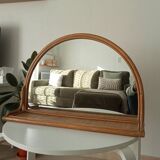 Miroir tablette vintage en rotin