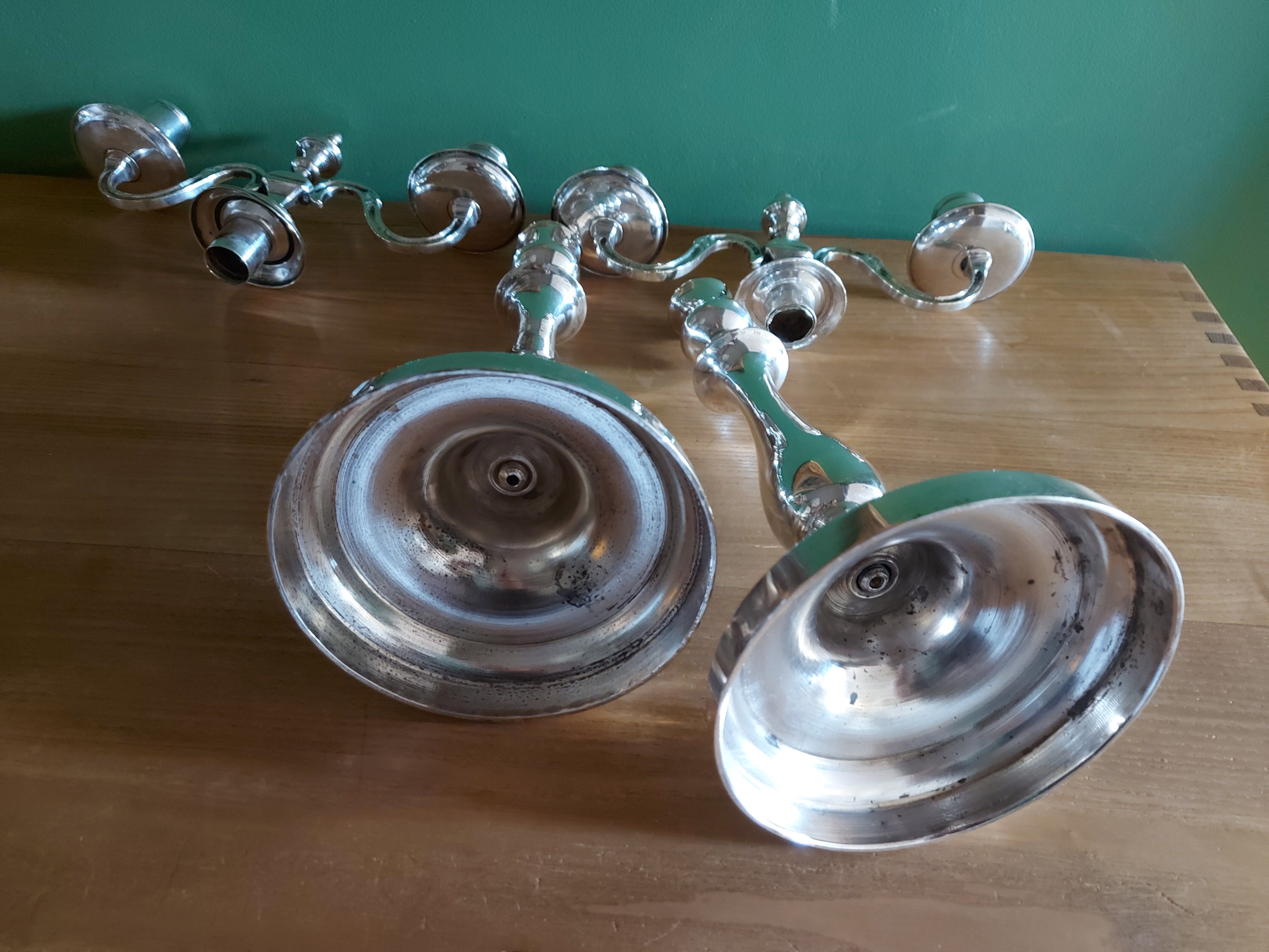 Christofle large silver metal chandeliers