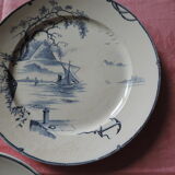 Set of six plates in Gien late XIX model "Marine"