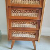 Wood and rattan scandinavian dresser