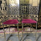 Pair of Italian chiavari chairs in solid brass