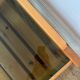 Table basse en pin et verre vintage