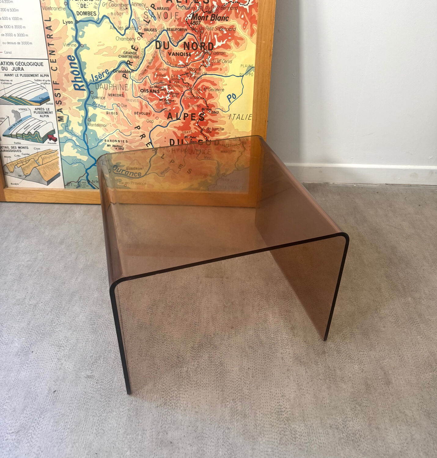 Side table - end table Miche Dumas smoked Plexiglass