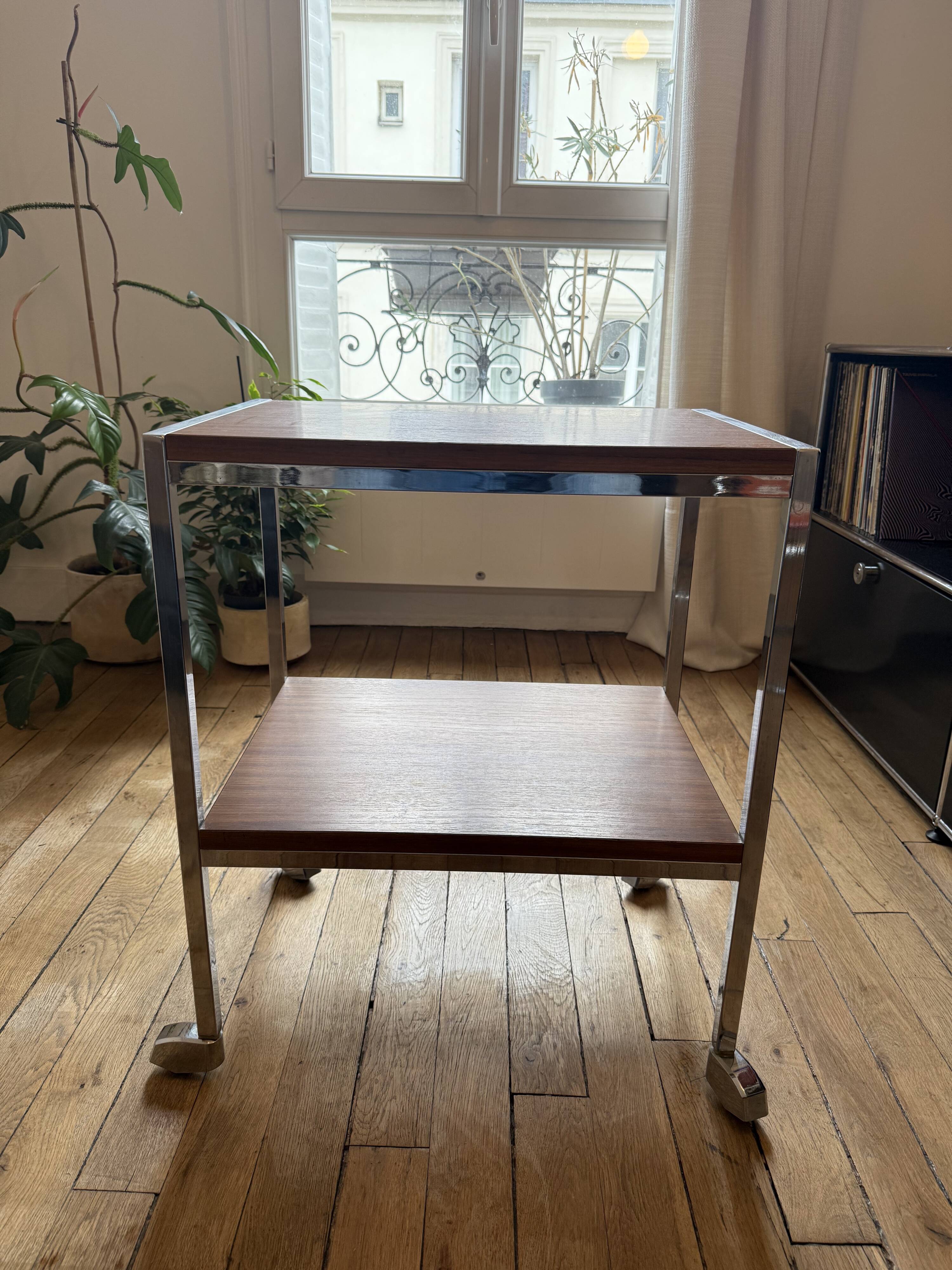 Wood and chrome sideboard