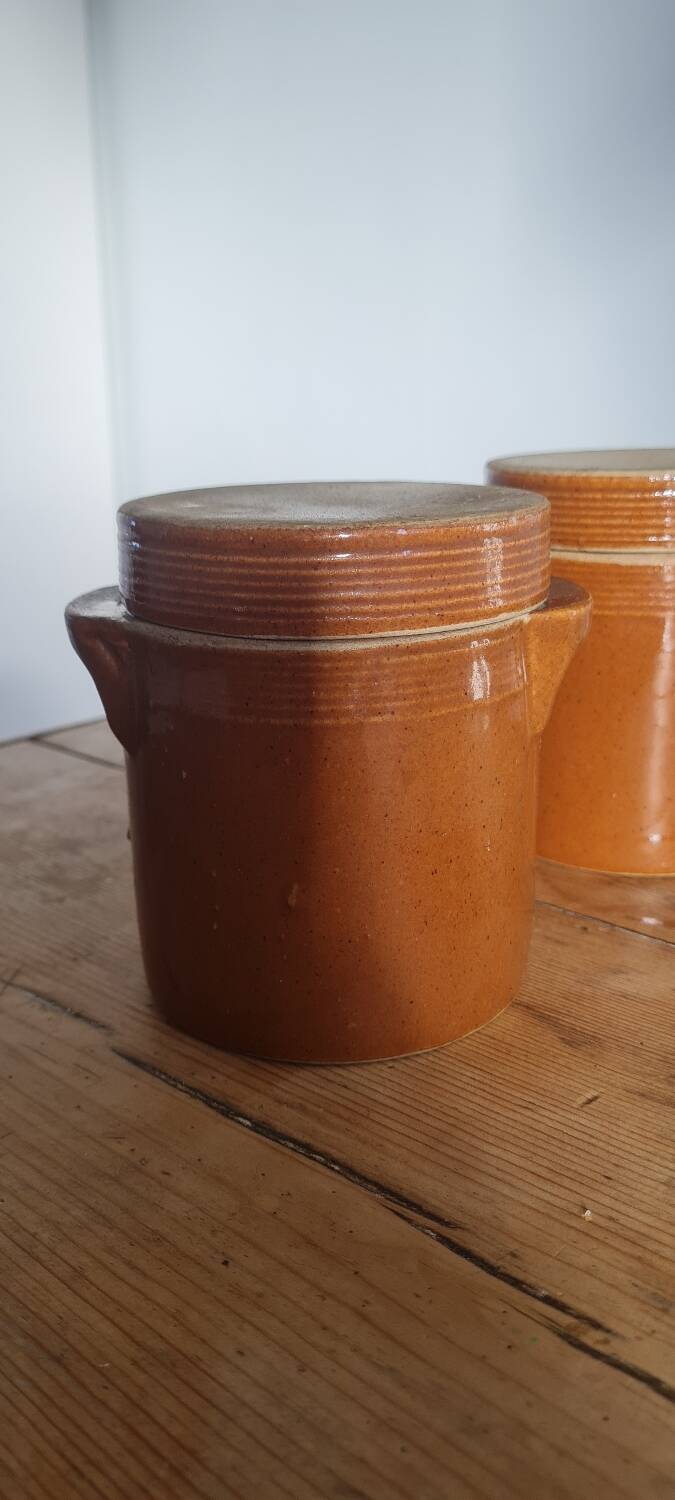 Pair of stoneware grease pots