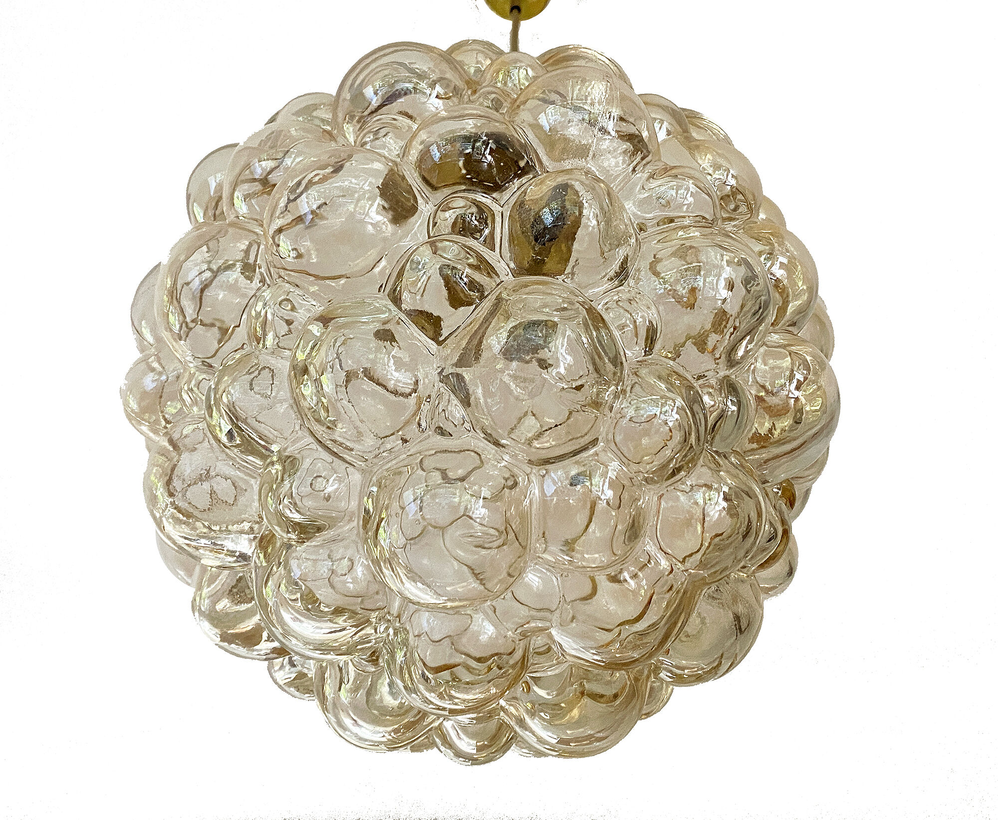 Vintage Limburg pendant lamp, Bubble Glass & Brass, 60s