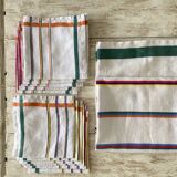 Basque style tablecloth and 12 napkins - 220x146 cm - linen/cotton blend