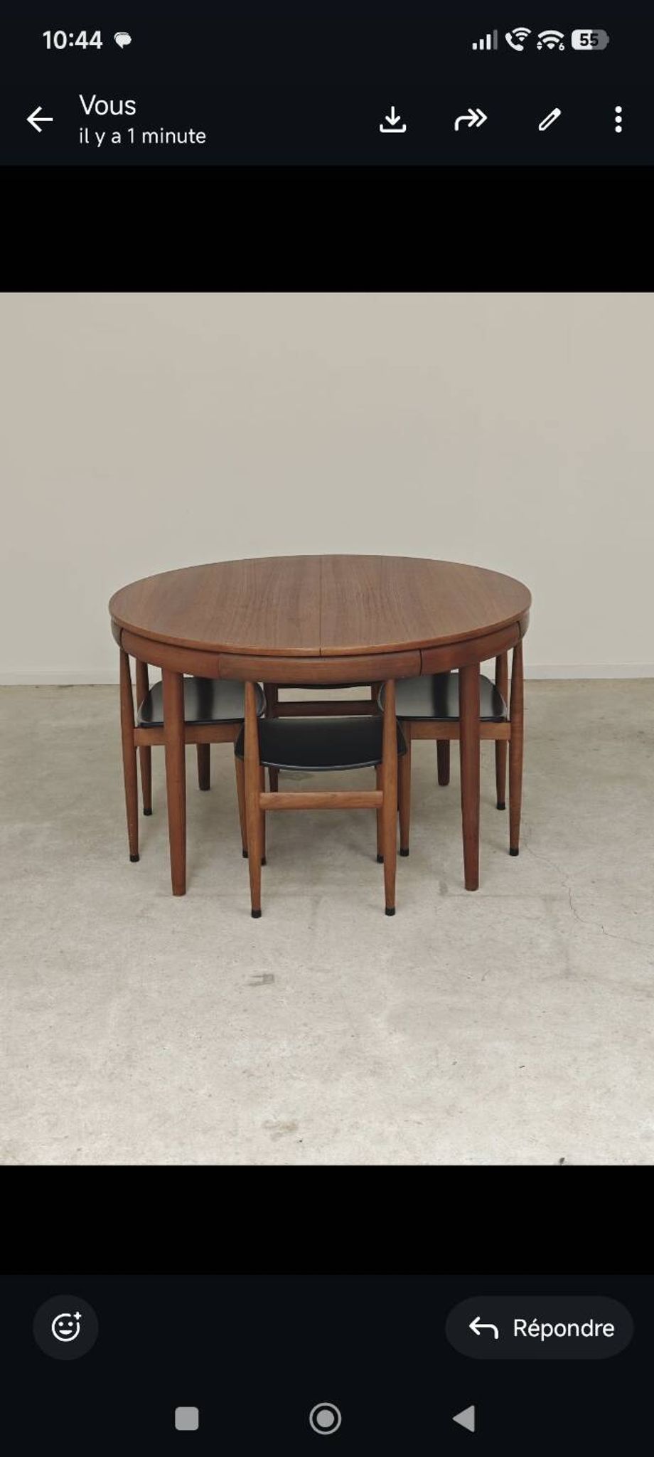 Table de repas et 4 chaises par Hans Olsen pour Frem Rojle  Danemark