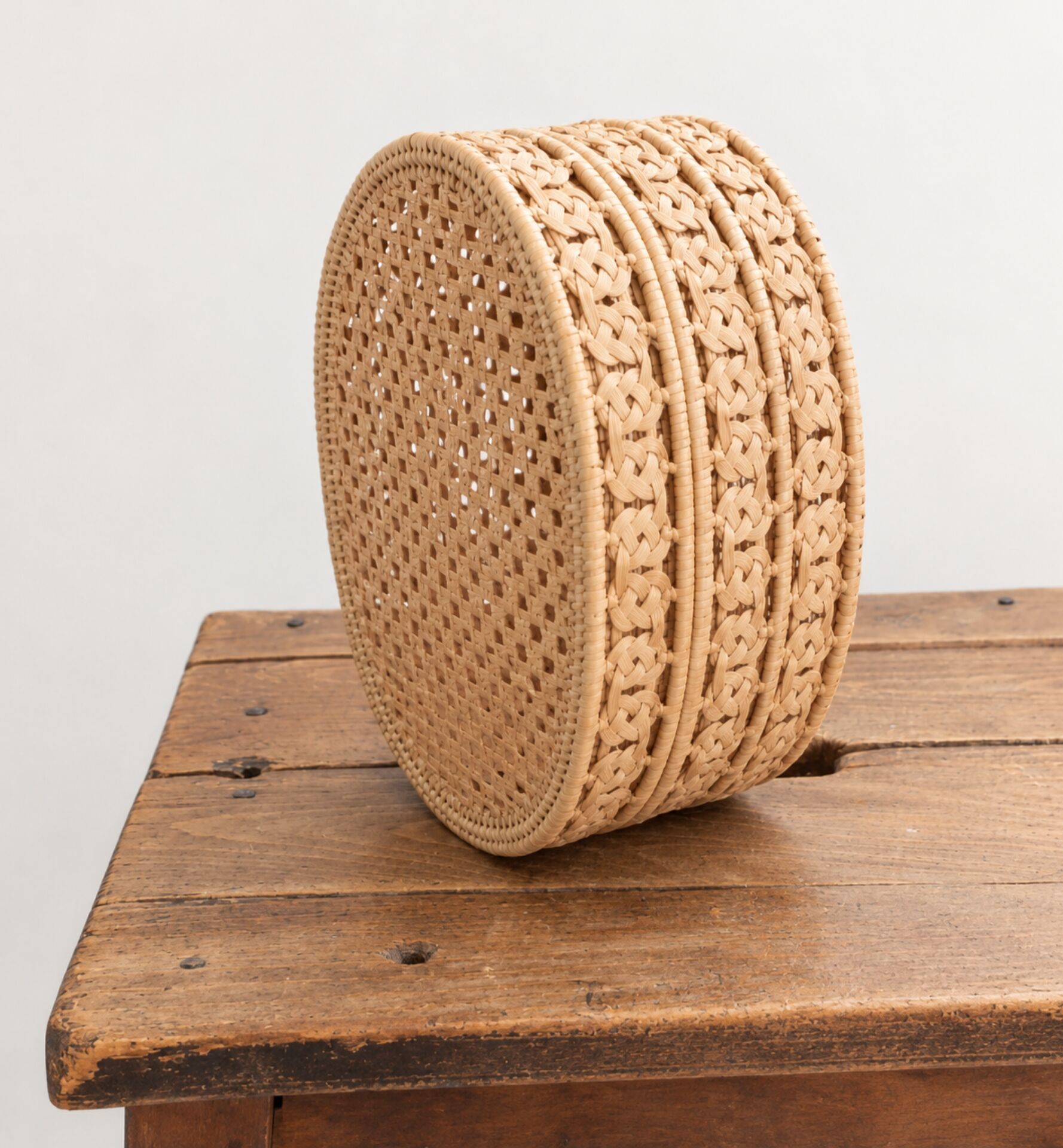Vintage woven rattan box, case