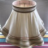 Vintage kostka lamp ceramic honey & gold + draped fabric shade burgundy