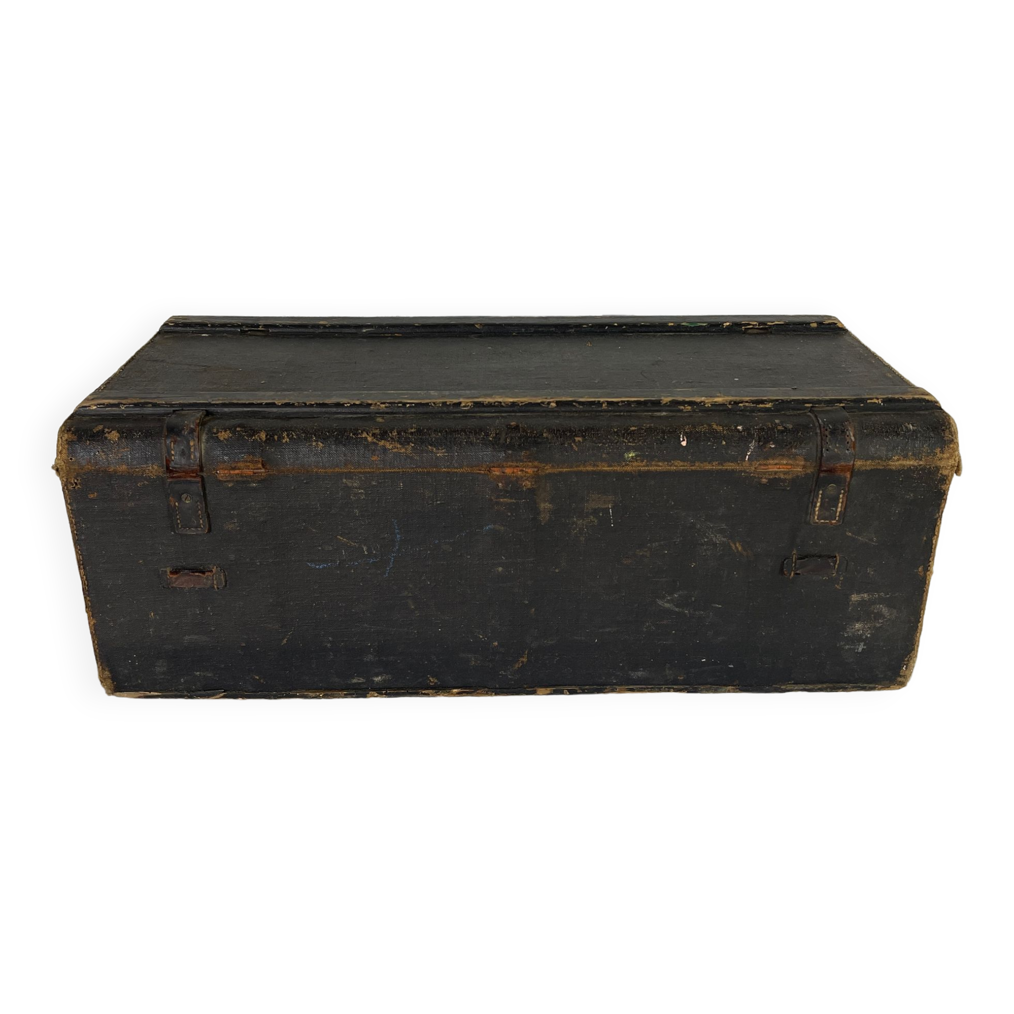 Old black canvas trunk