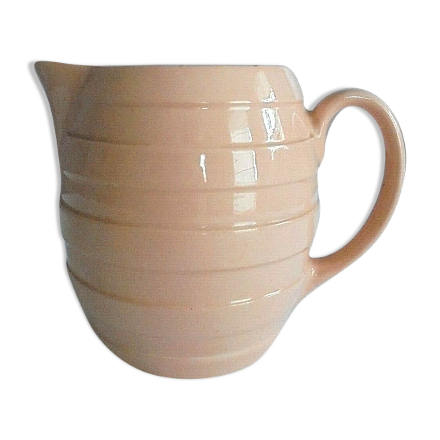 Longwy ceramic pitcher Height 12 cm pink beige color