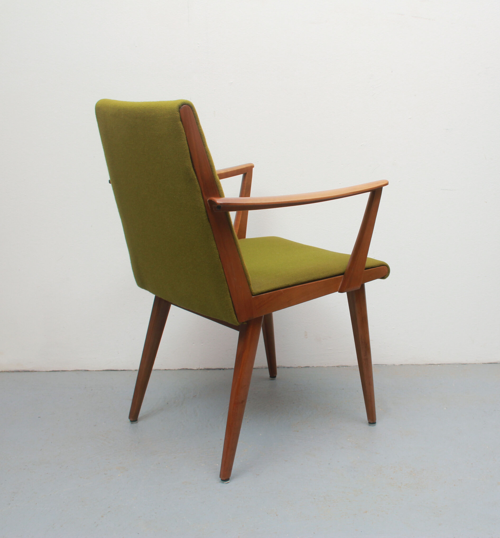 1950s armchair in cherrywood, green fabric